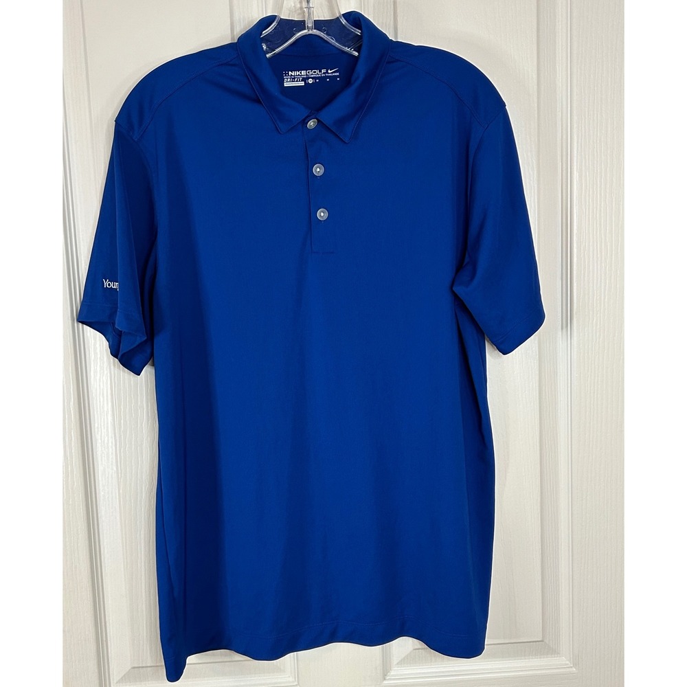 Nike Golf‎ Dri-FIT Polo Shirt Mens Medium Blue Young Life Logo